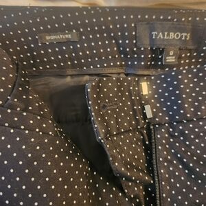 Ladies Talbots Pants Black with white polka dots size 8 NWOT